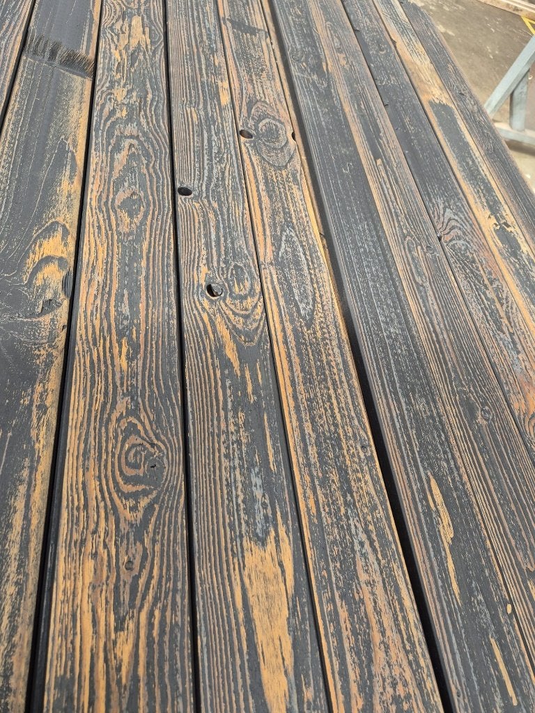 Partij 580m2 gebruikte Vintage planken en latten geborsteld, Doe-het-zelf en Verbouw, Hout en Planken, Geïmpregneerd, Gebruikt
