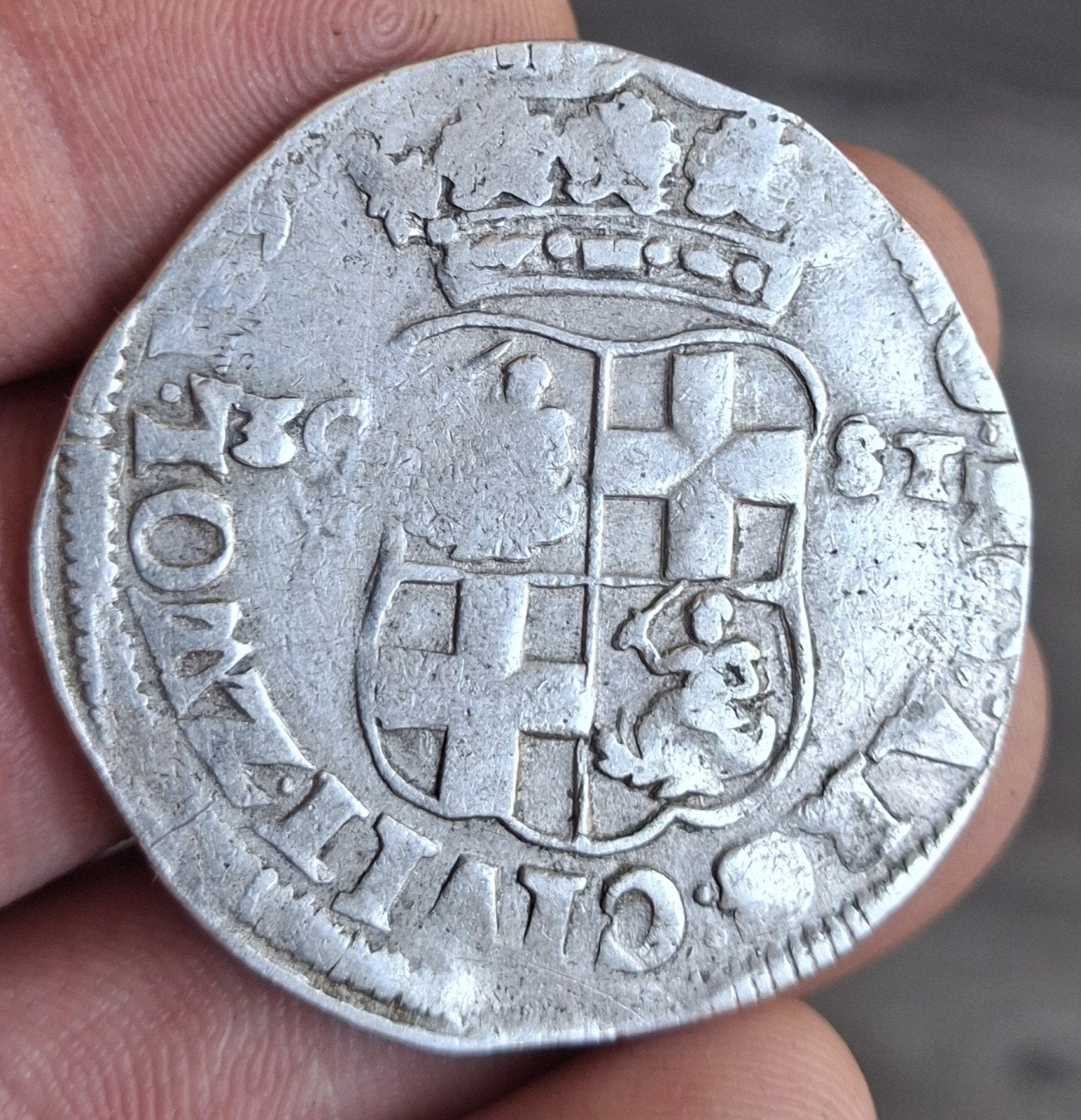 Bodemvondst - 30 stuivers - Zwolle - 1692 - zilver - RRR, Postzegels en Munten, Munten | Nederland, Vóór koninkrijk, Zilver, Losse munt