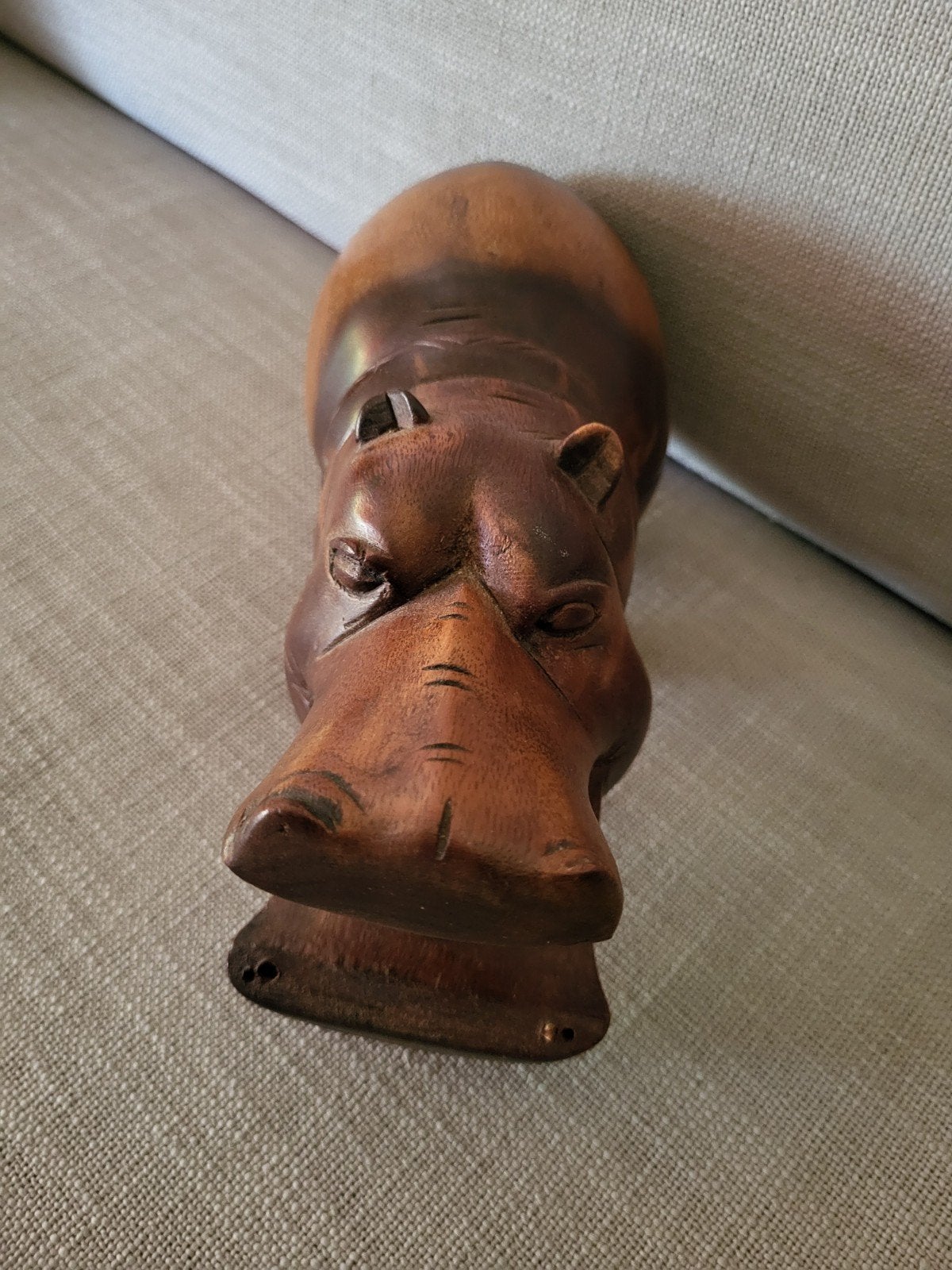 Handgesneden houten nijlpaard uit Afrika, Antiek en Kunst, Ophalen of Verzenden