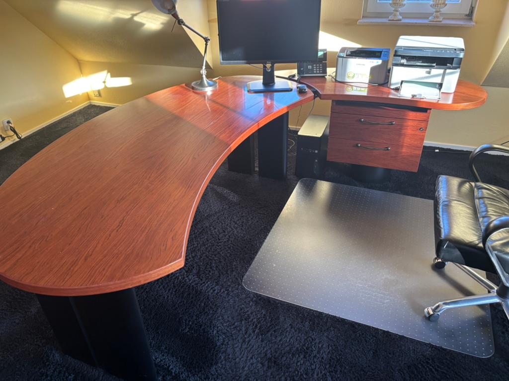 Bureau met kast massief hout, Huis en Inrichting, Bureaus, Ophalen, Zo goed als nieuw