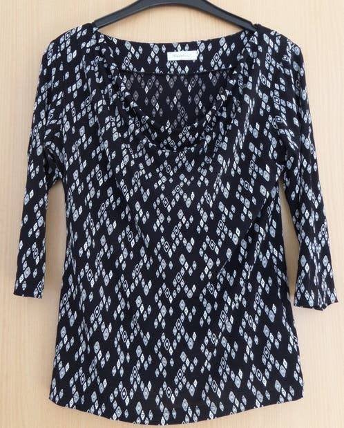 Zwart/ wit stretchshirt van Vanilia maat 38 met 3/4 mouwen, Kleding | Dames, Maat 38/40 (M), Vanilia, Zwart, Ophalen of Verzenden