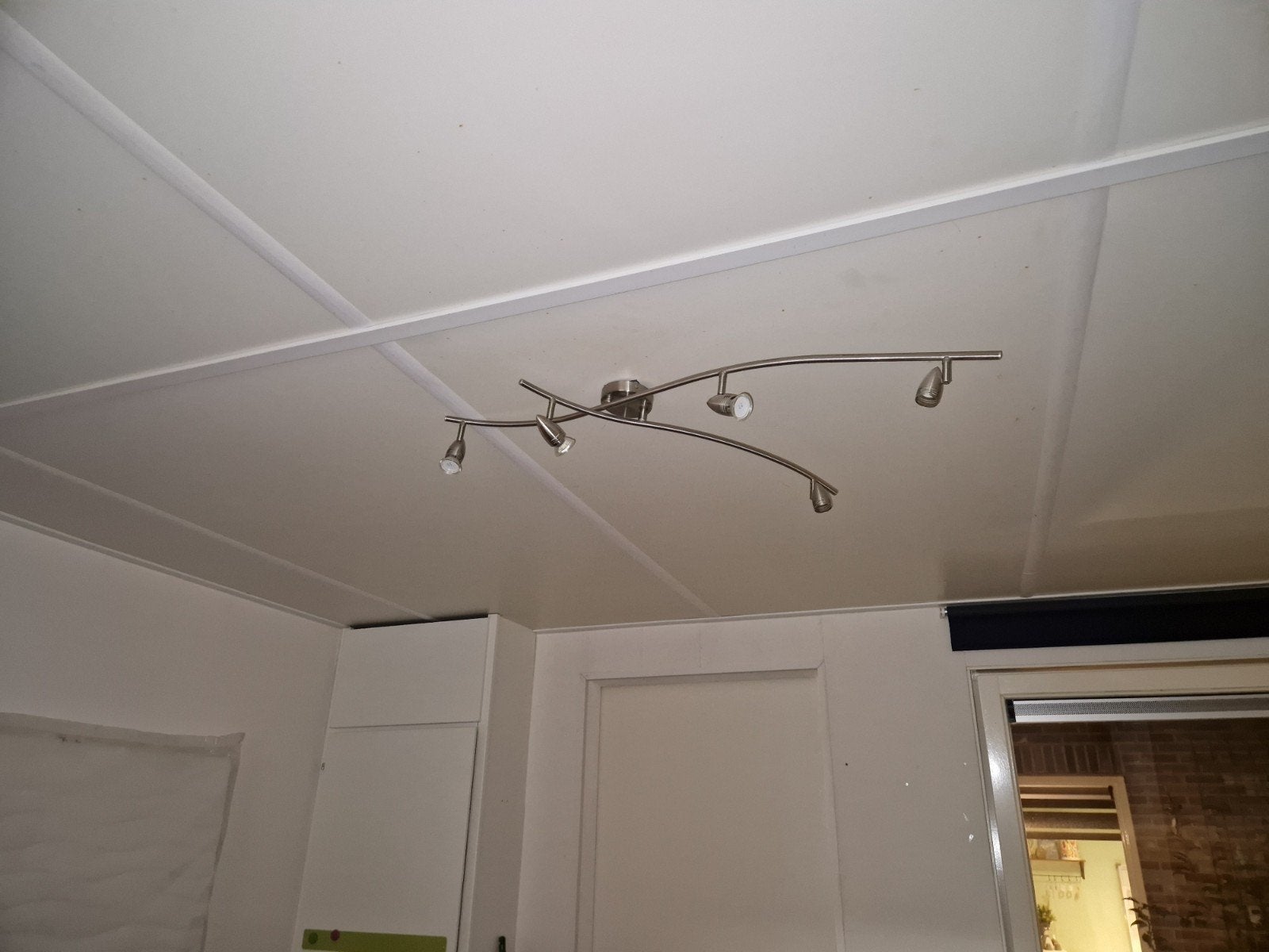 Moderne plafondlamp met 5 verstelbare spots, Huis en Inrichting, Zilver, Gebruikt, Modern, GU10