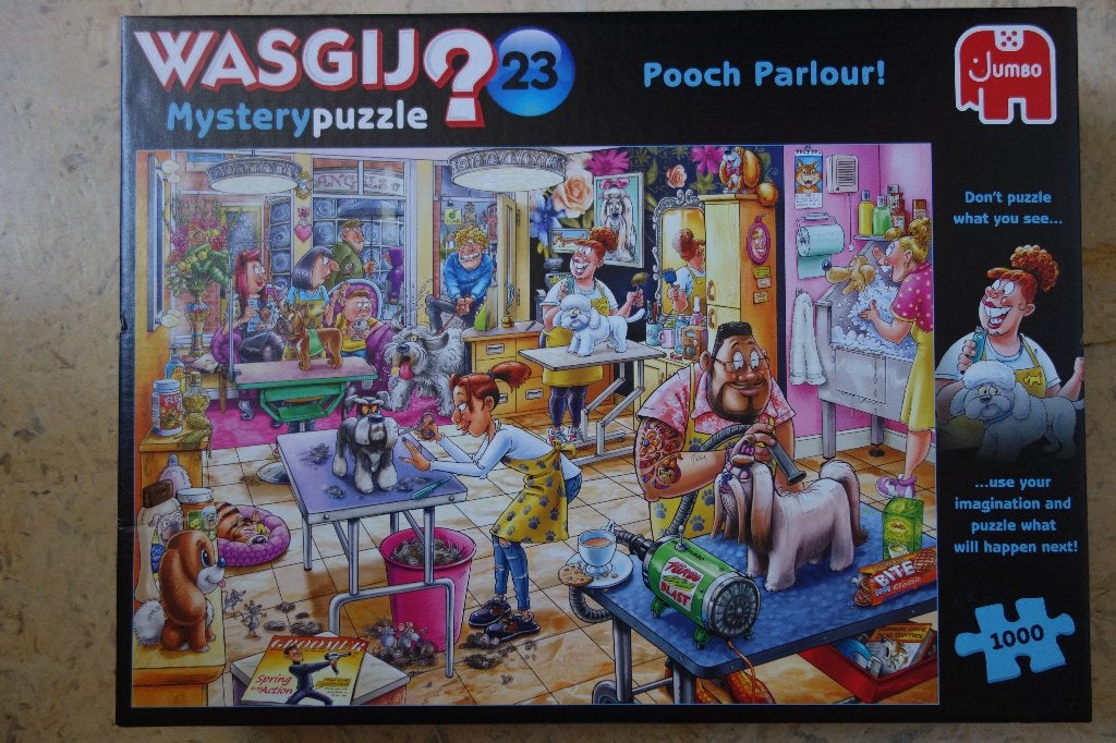 Wasgij Mystery puzzel 23 - Trimsalon Kwispel!, Ophalen of Verzenden, 500 t/m 1500 stukjes, Zo goed als nieuw, Legpuzzel