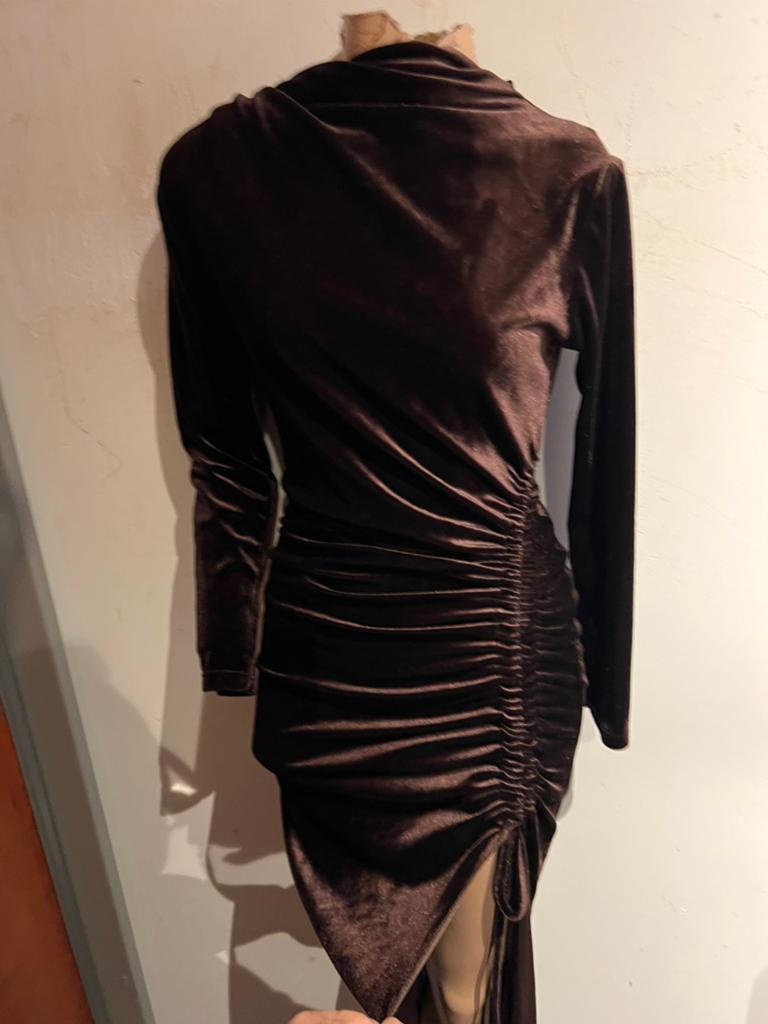 Elegante fluwelen jurk van Copperose Paris m, Maat 38/40 (M), Bruin, G, Ophalen of Verzenden