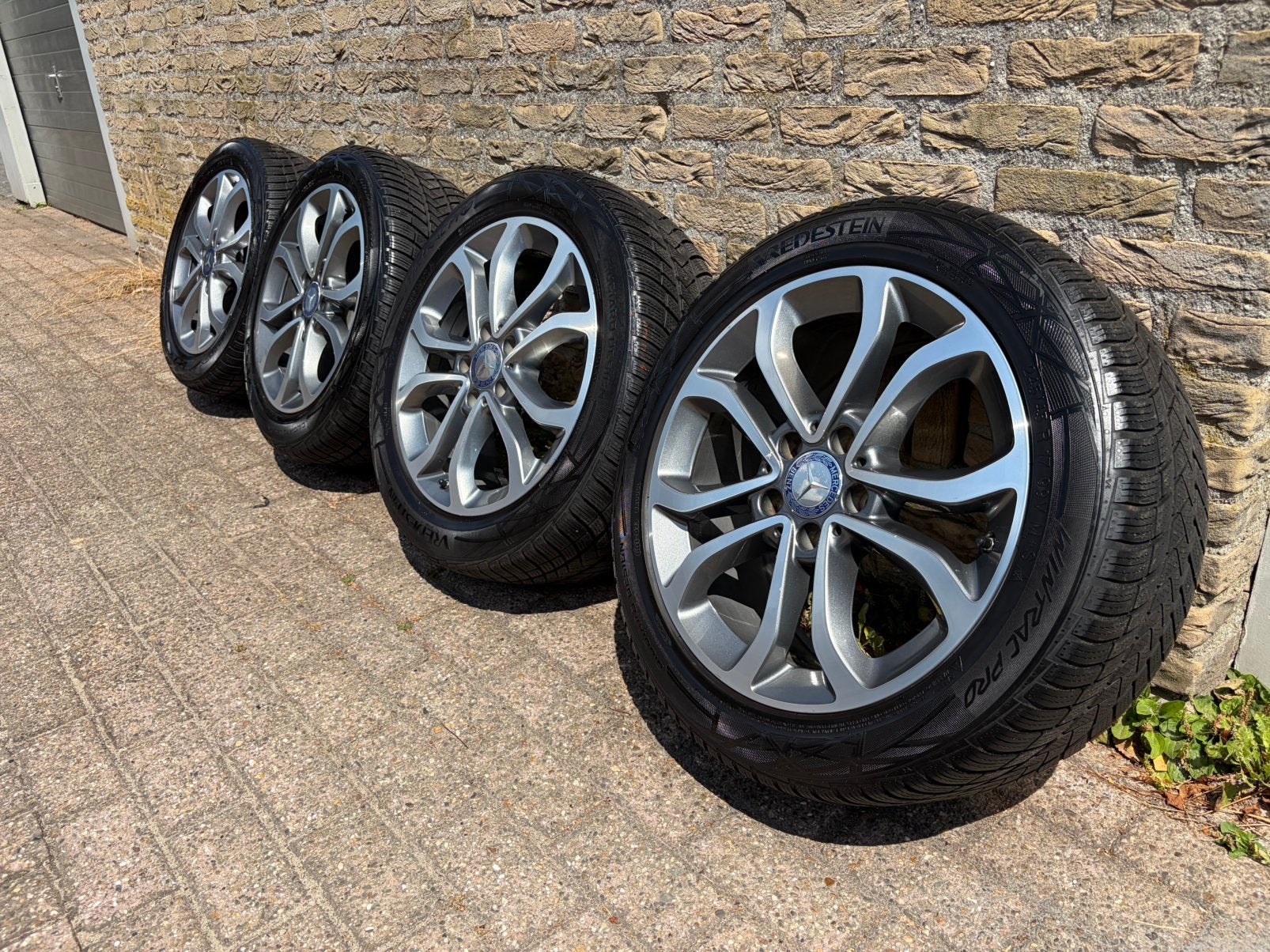 Te koop: Originele Mercedes C-klasse breedset 17inch TPMS, Ophalen, Gebruikt, Banden en Velgen, 17 inch