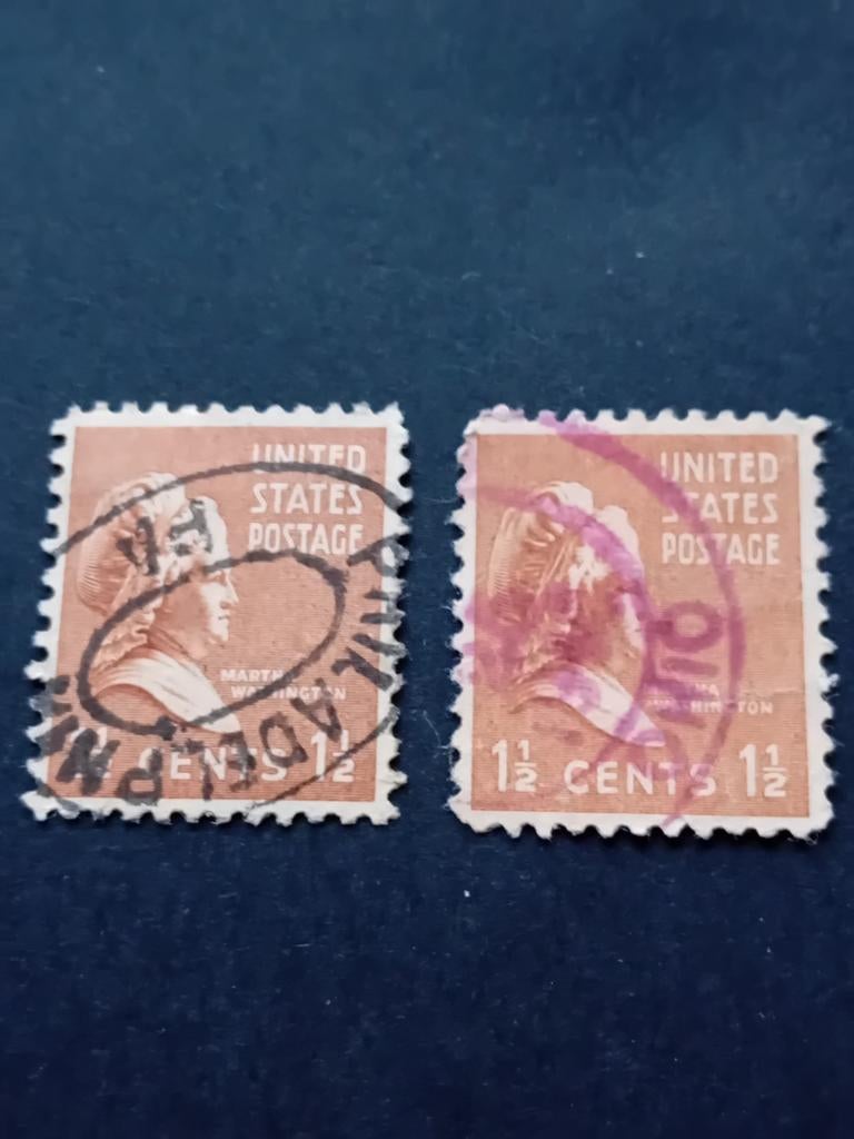 Twee gestempelde Amerikaanse postzegels, Postzegels en Munten, Ophalen of Verzenden