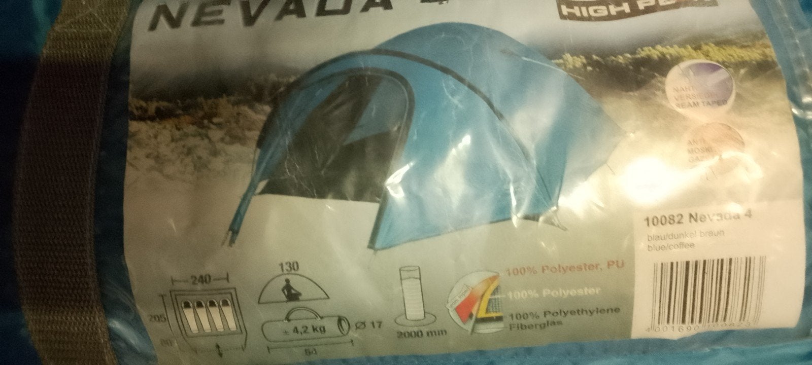 High Peak Nevada 4 Tent met luchtbedden en slaapzak, Ophalen of Verzenden, Gebruikt, 4-persoons