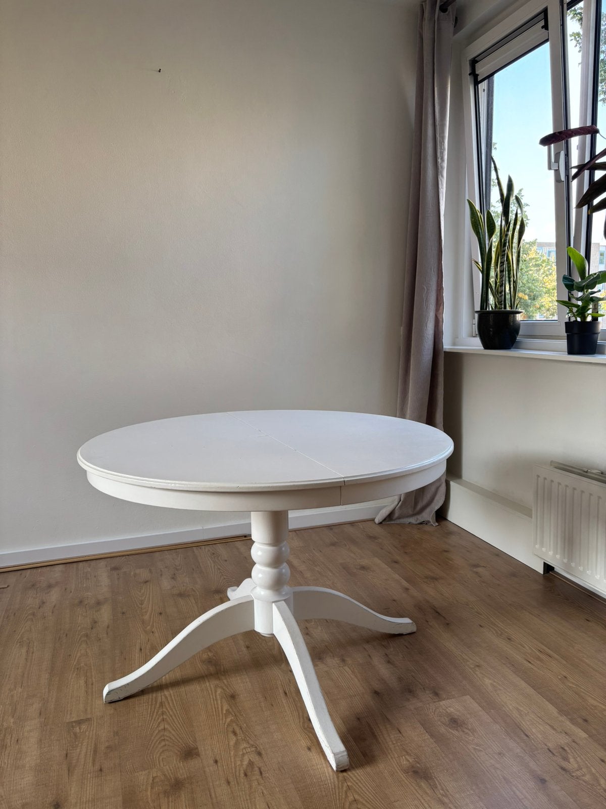 Eettafel rond, uitschuifbaar, Ophalen, Gebruikt, Rond, 100 tot 150 cm