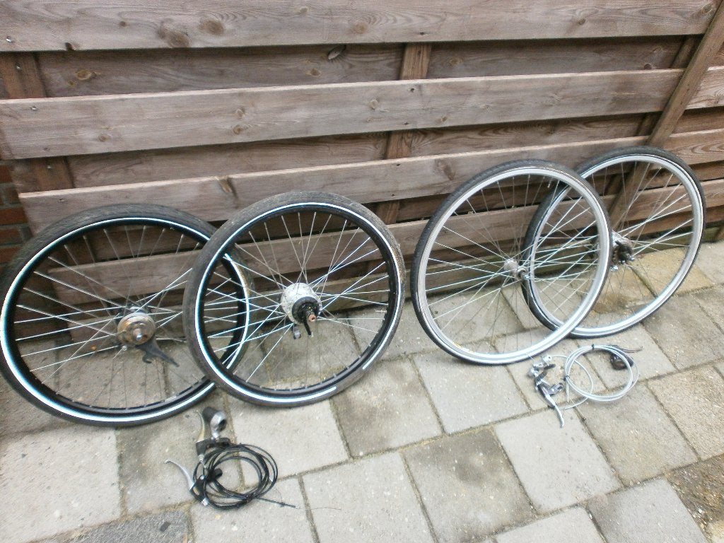 2 set voor/achterwiel 7 versn 28inch,ook per set., Gebruikt, Aluminium, Shimano, Stadsfiets