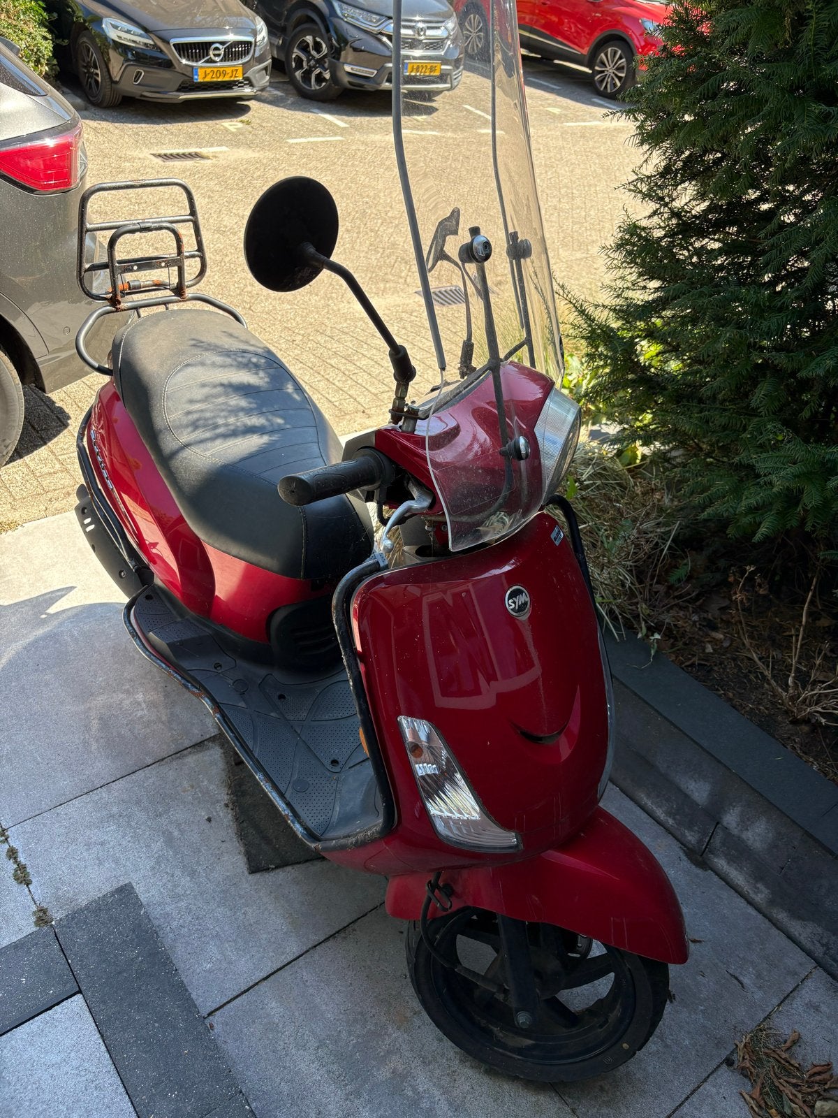 Rode Sym Fiddle scooter, 45km/u, gebruikt, Fietsen en Brommers, Scooters | SYM, Ophalen, Gebruikt, Maximaal 45 km/u, Benzine