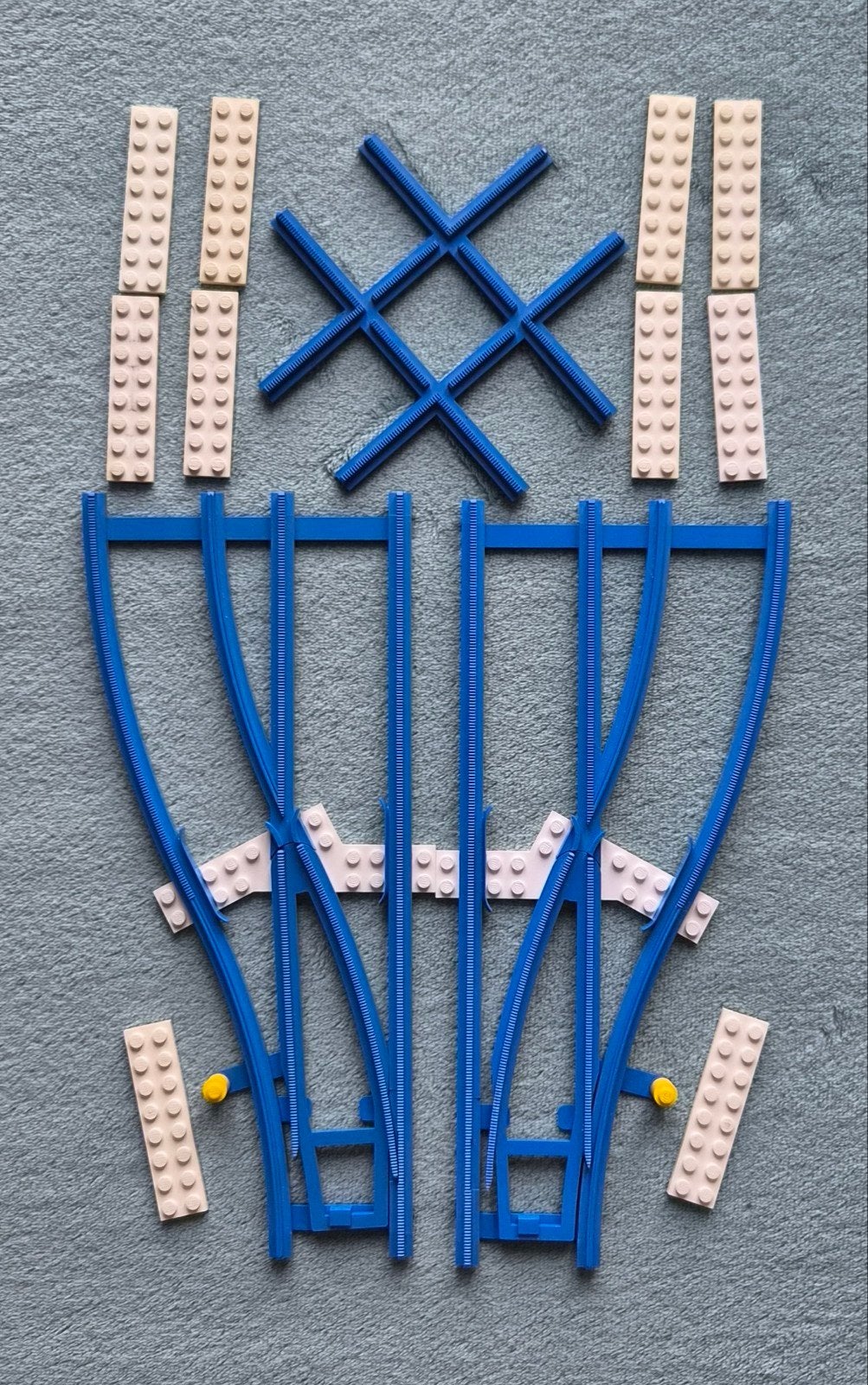Lego trein 4,5 Volt blauwe rails wissels en kruispunt., Ophalen of Verzenden, Gebruikt, Complete set, Lego