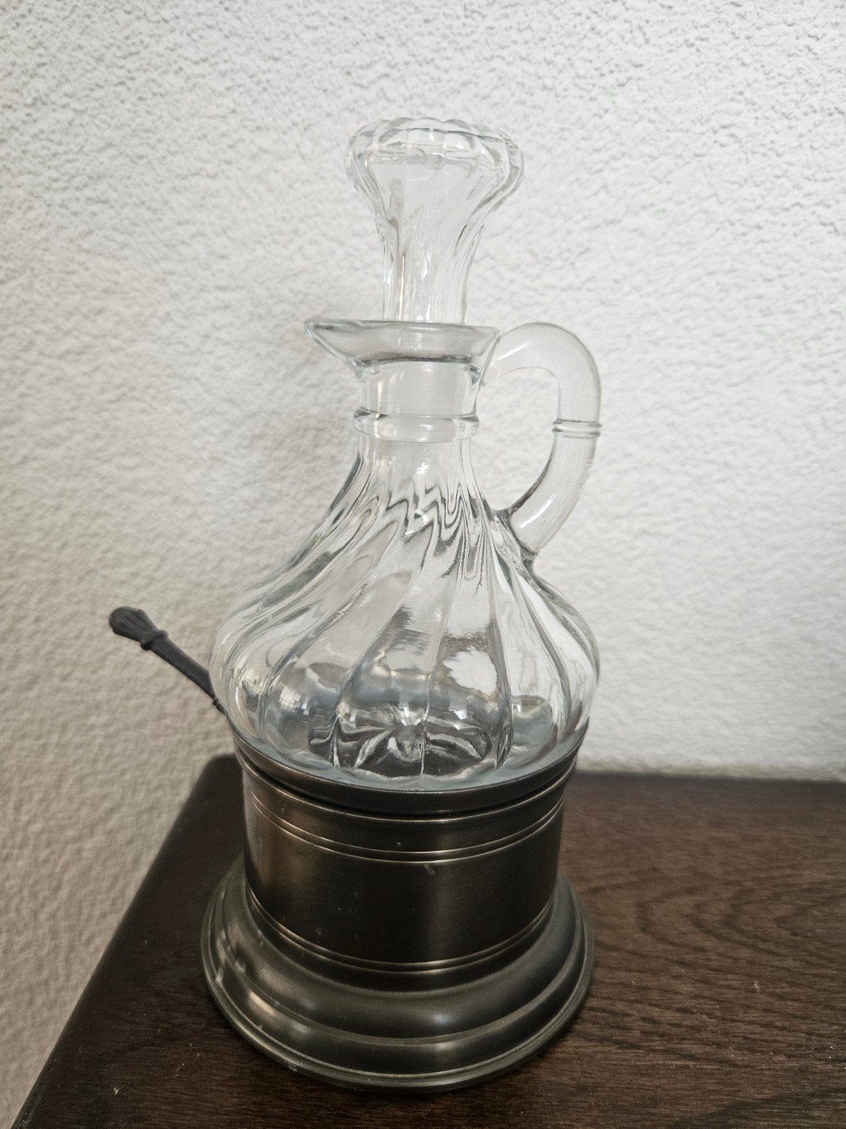 Melk- en suikerstel van zuiver tin en glas - Oud Hollands, Antiek en Kunst, Ophalen