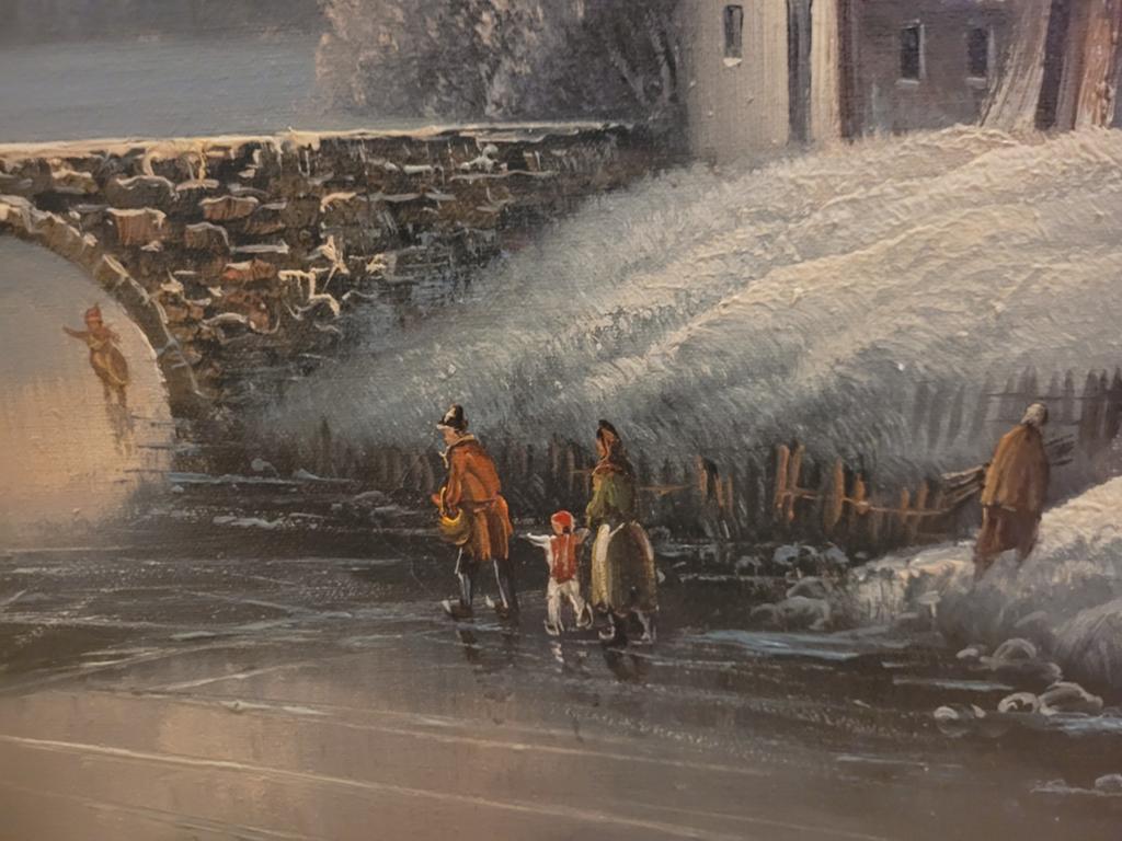 Mooi olieverfschilderij winterlandschap 74 x 82cm'., Ophalen of Verzenden