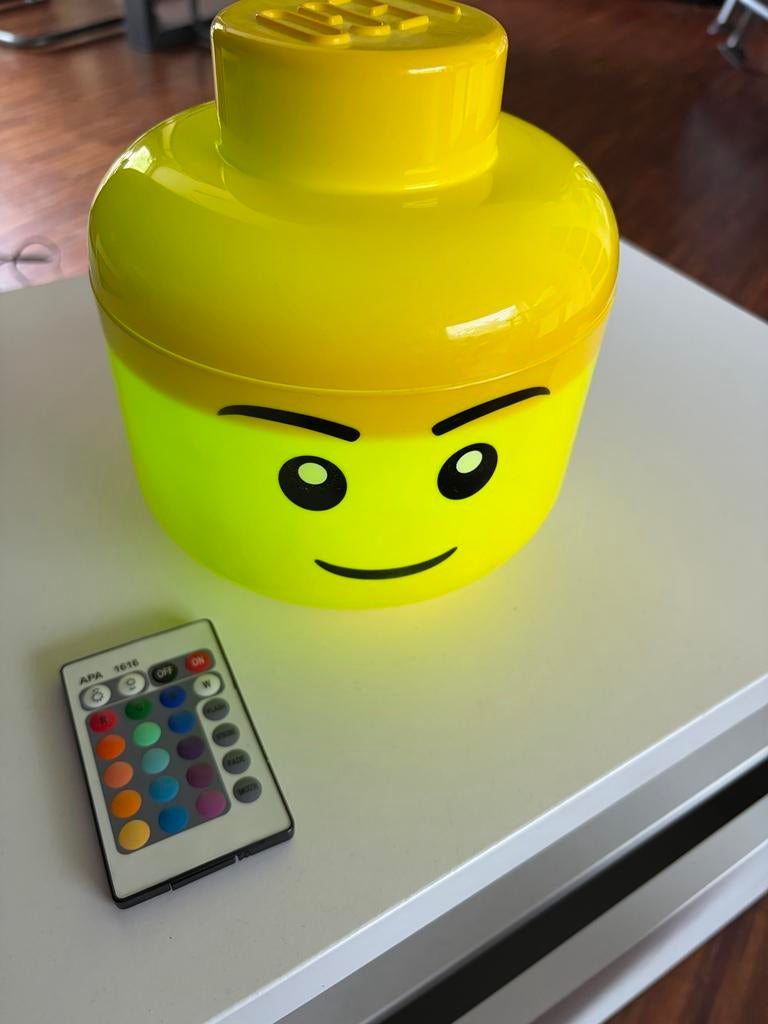 Lego Hoofd LED Lamp met Afstandsbediening, Ophalen, Zo goed als nieuw