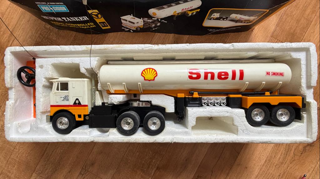 Vintage Pro-Cision Super Tanker RC Truck met Shell Trailer, Elektro, Gebruikt, Ophalen of Verzenden, Auto onroad