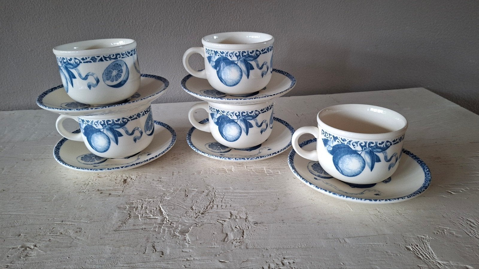 Prachtige set van 5 vintage Royal Tudor Ware kop en schotels, Ophalen of Verzenden, Zo goed als nieuw, Overige stijlen, Kop(pen) en/of Schotel(s)