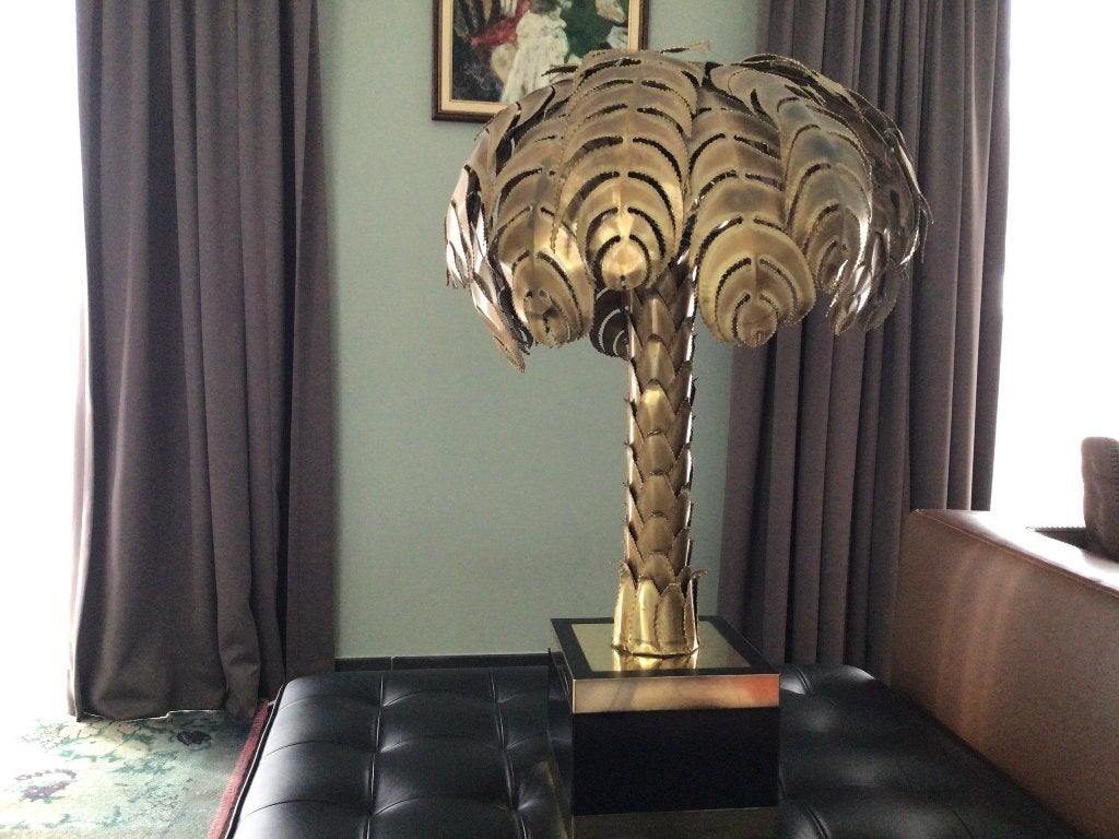 Maison Jansen palmboom lamp, Gebruikt, Overige typen, Ophalen of Verzenden, Metaal