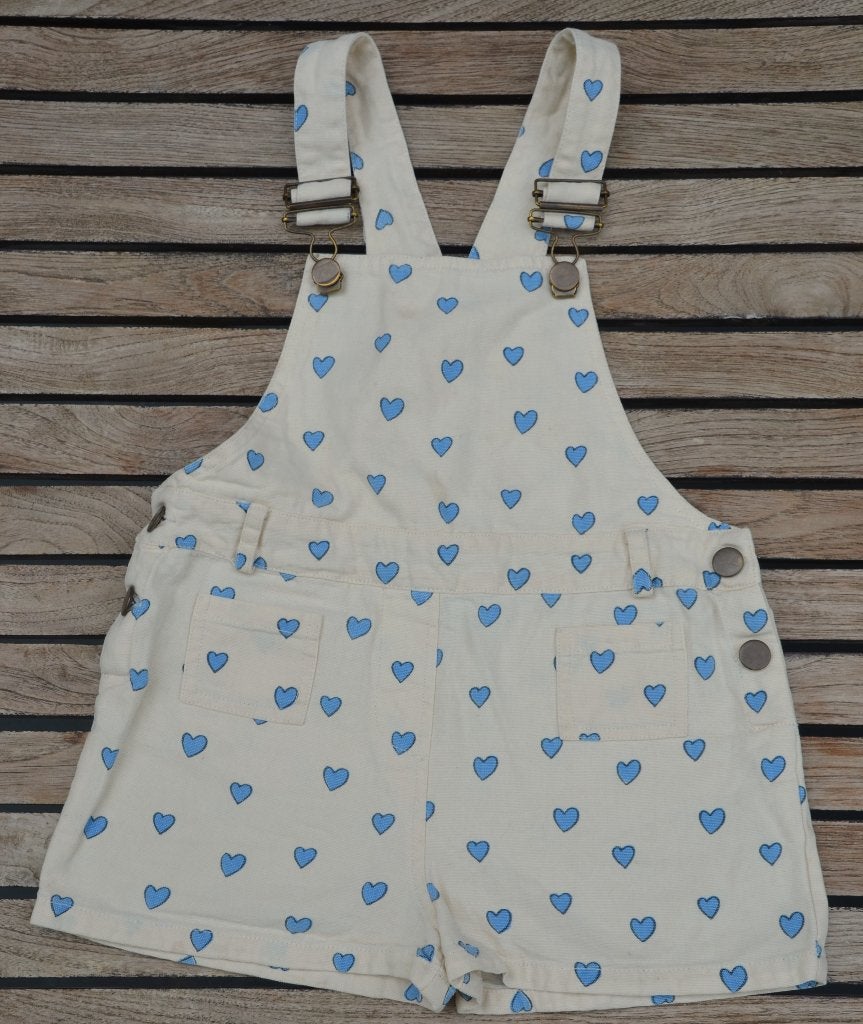 Korte tuinbroek met blauwe hartjes  Emile&Ida 128, Ophalen of Verzenden, Zo goed als nieuw, Maat 128