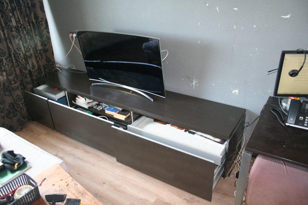 Interlübke TV-meubel (3-delig) - donkerbruin 250cmx50cm.., Huis en Inrichting, Ophalen, Overige materialen, Gebruikt, 200 cm of meer