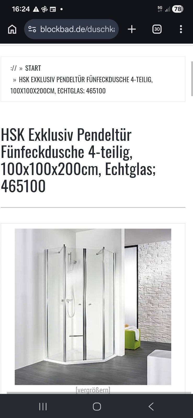 Vijfhoek douchecabine met douchebak 100x100cm complete set!, Ophalen, Nieuw, Douche