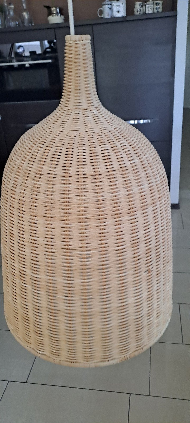 Grote rieten lampenkap - Boheemse stijl, Ophalen, Overige materialen, Minder dan 50 cm, Zo goed als nieuw