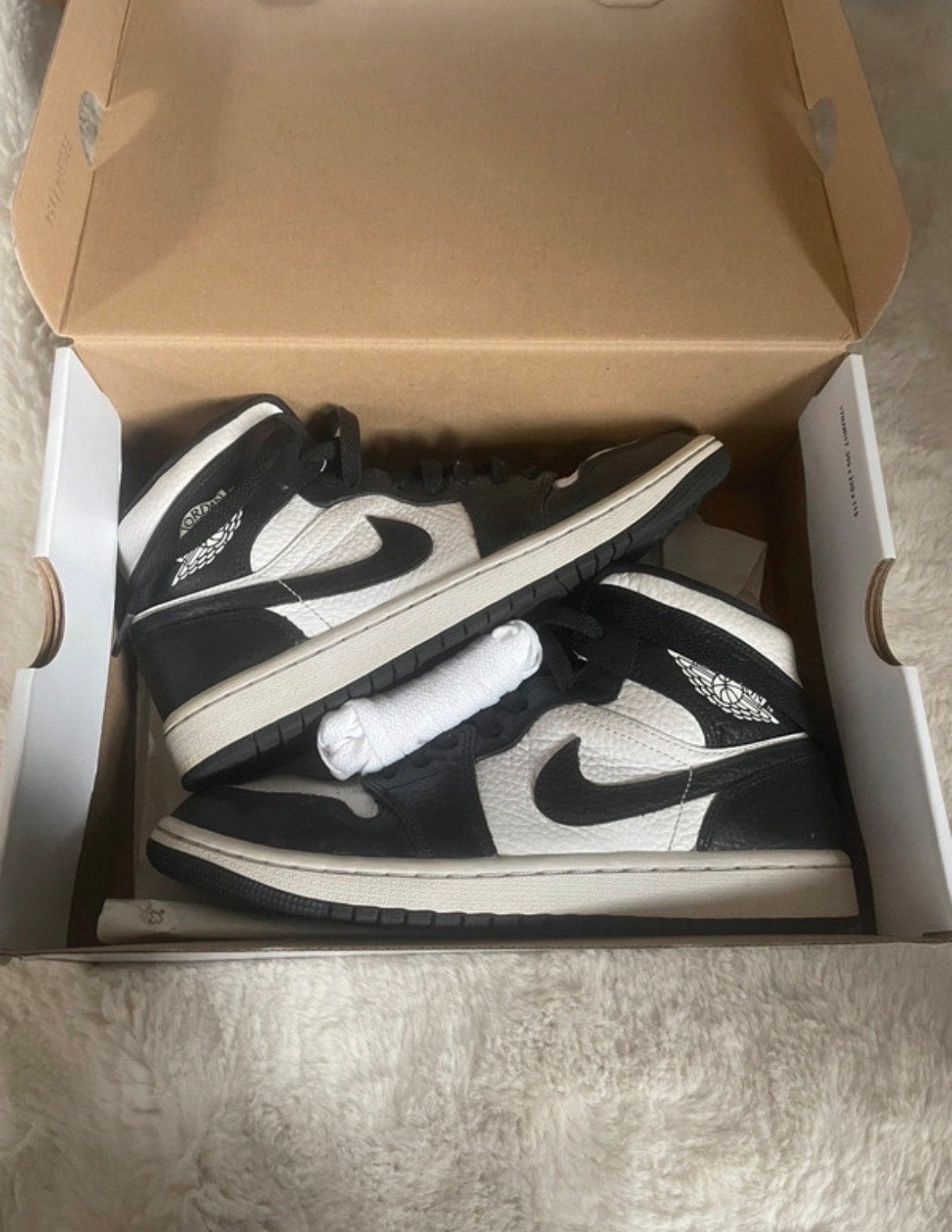 Nike Air Jordan 1 Mid SE - Zwart/Wit - Maat 40, Ophalen of Verzenden, Gedragen, Zwart, Sneakers of Gympen