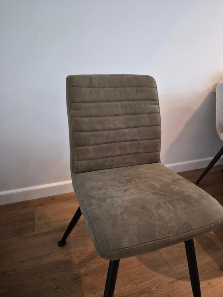 Eetkamerstoelen en eetkamerbank - Grijs/Groen, Gebruikt, Twee, Overige kleuren, Modern, Industrieel