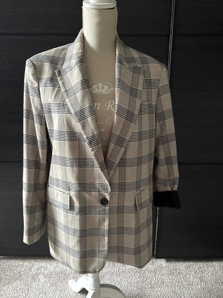 Geruit jasje Zara mt S, Beige, Ophalen of Verzenden, Jasje, Maat 36 (S)
