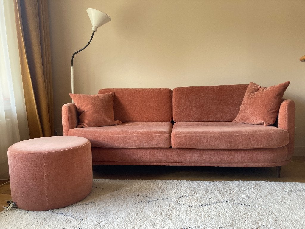 Bank Elinor en poef Sofacompany, Ophalen, Zo goed als nieuw, Minder dan 75 cm, Driepersoons