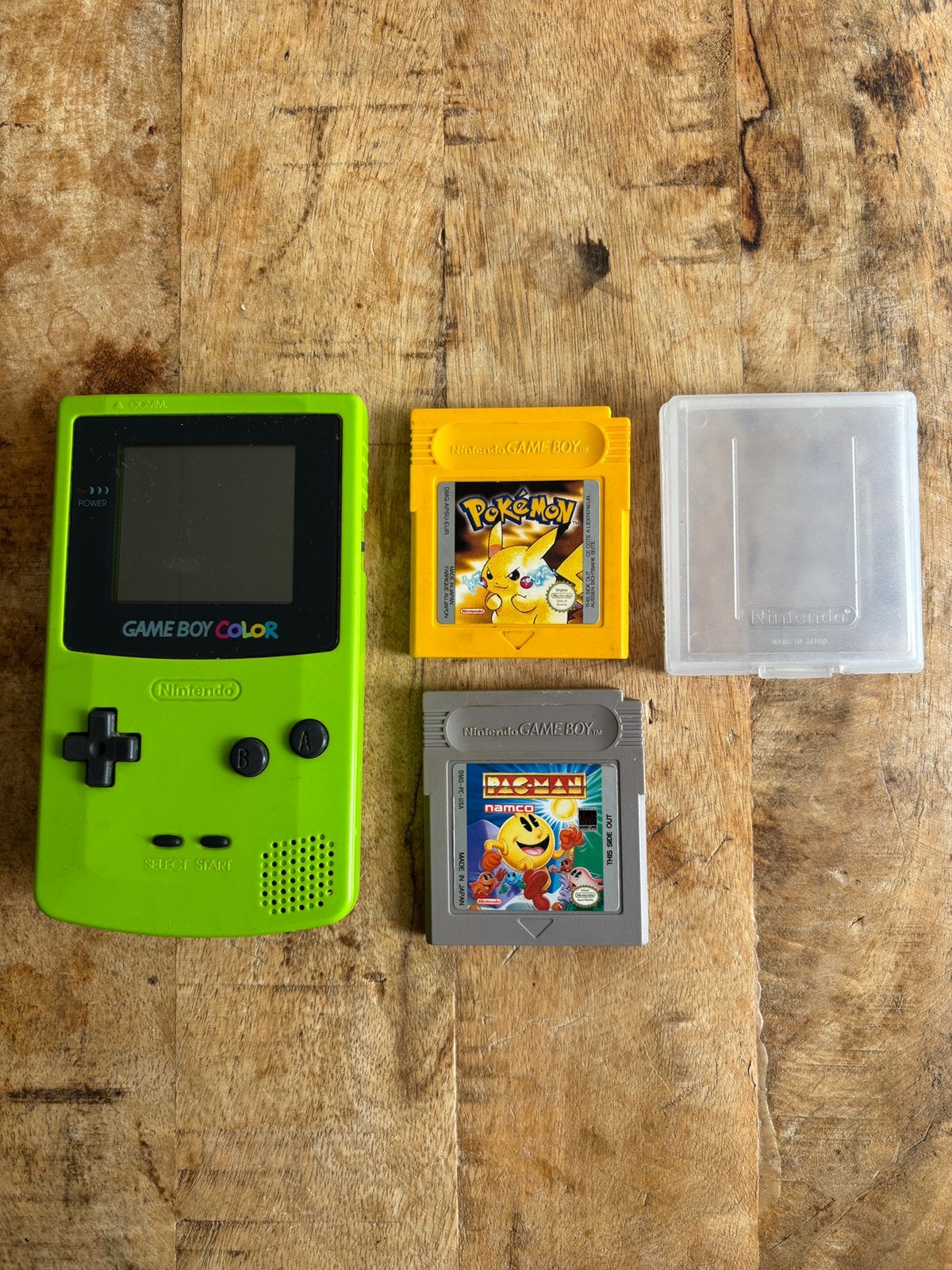 Nintendo Game Boy Color Kiwi + Pokémon Yellow + Pac-Man, Ophalen of Verzenden, Gebruikt, Game Boy Color