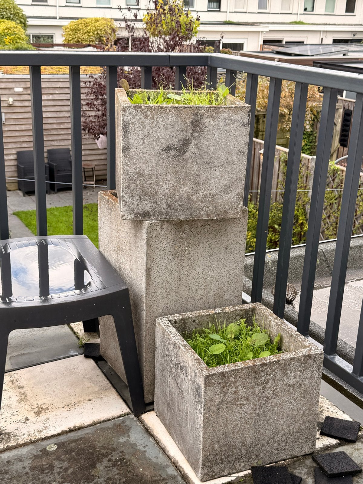 Set van 2x3 betonnen plantenbakken, Ophalen, Gebruikt, Balkon, Minder dan 60 cm