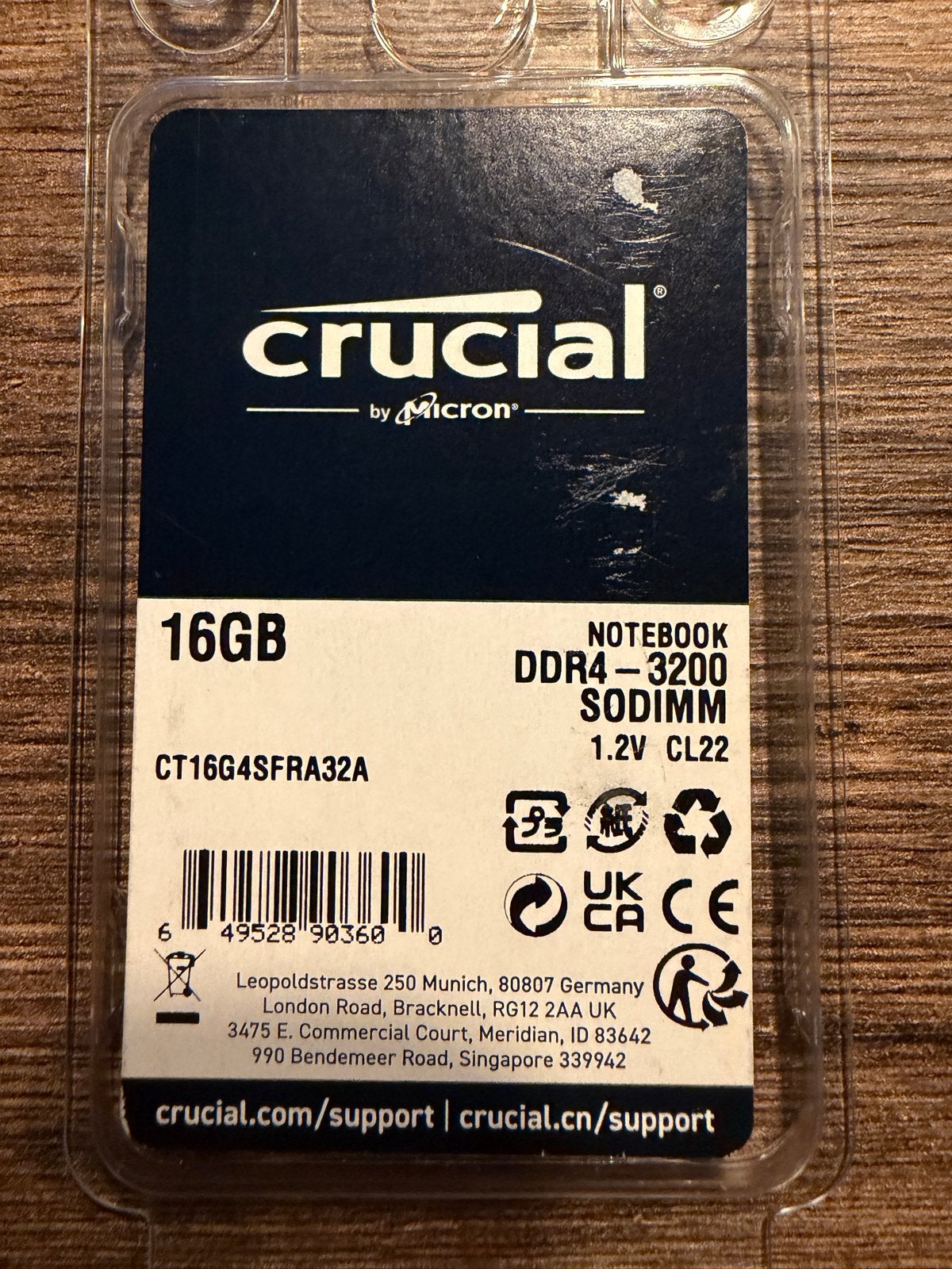 Crucial 16GB DDR4-3200 SODIMM Laptop Geheugen, Computers en Software, RAM geheugen, DDR4, Ophalen of Verzenden, Zo goed als nieuw