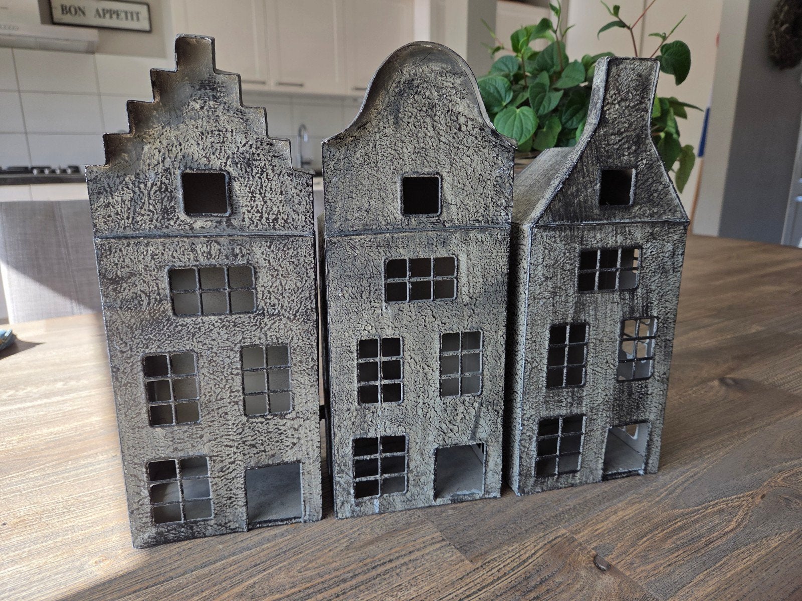 Sfeerhuisjes voor waxinelichtje ijzeren huisjes, Ophalen, 25 tot 50 cm, Zo goed als nieuw, Metaal