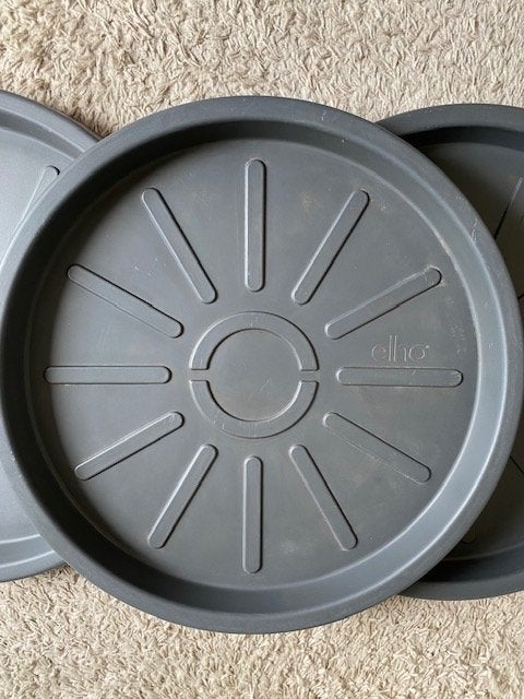 3x grote Elho Pure Saucer onderschotel Ø 55 cm antraciet, Ophalen, Kunststof, Gebruikt, Minder dan 30 cm