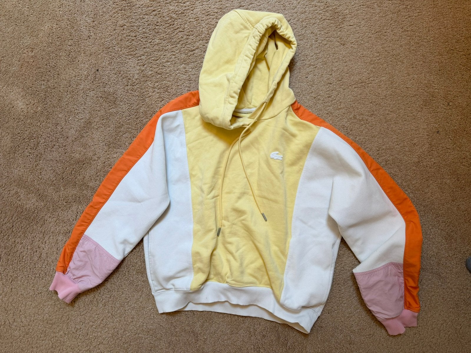 Lacoste LIVE colourblock hoodie van dik katoen maat 34 xs, Ophalen of Verzenden, Zo goed als nieuw, Maat 34 (XS) of kleiner, Oranje