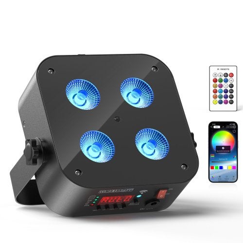 DJLicht 4x18 Accu vierkant ledpar RGBWA UV 72W met app, Geluidgestuurd, ., Nieuw, Ophalen of Verzenden