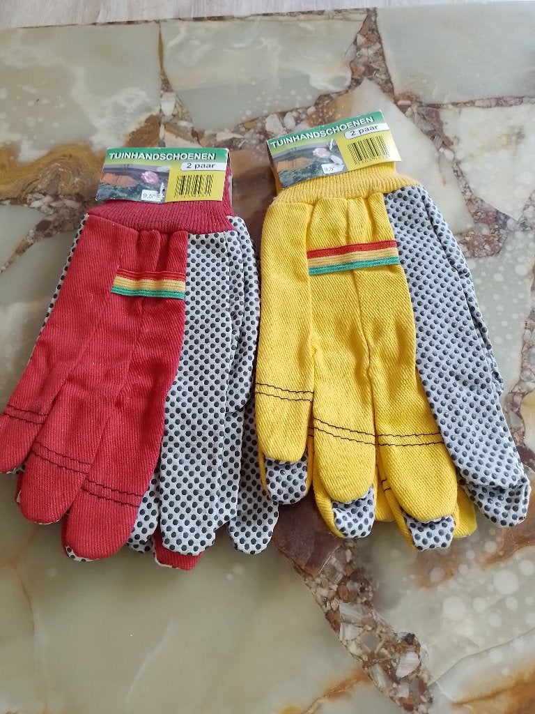 Tuinhandschoenen/4 Paar/Maat 9,5/Groene Vingers/Hobby/Rasta, Tuin en Terras, Werkkleding, Ophalen of Verzenden, Nieuw, Dames, Handschoenen