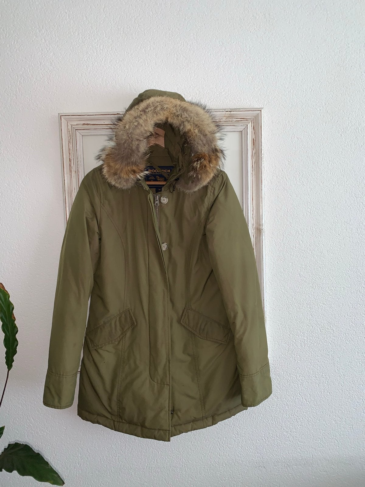 Woolrich winterjas met bontkraag - Maat S, Ophalen of Verzenden, Zo goed als nieuw, Maat 36 (S), Groen