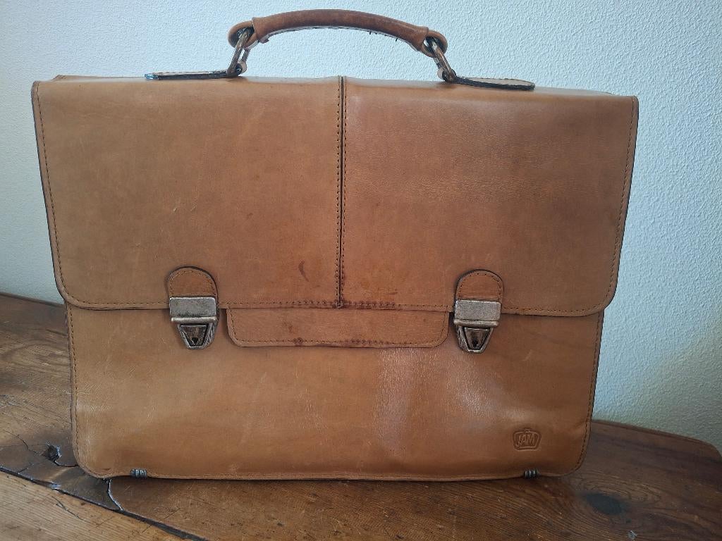 Vintage leren aktetas / heren tas – met sleutel, Ophalen of Verzenden, Gebruikt, Bruin, Overige typen