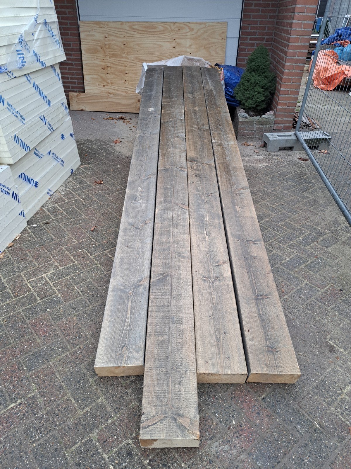 Gebeitste verduurzaamde vuren balken 95x220mm C24, Doe-het-zelf en Verbouw, Hout en Planken, Ophalen, Nieuw, Balk, Vuren