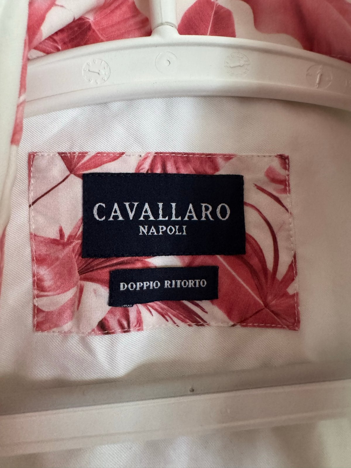Cavallaro Napoli overhemd wit met roze bloemenprint, Ophalen of Verzenden, Gedragen, Wit, Halswijdte 39/40 (M)