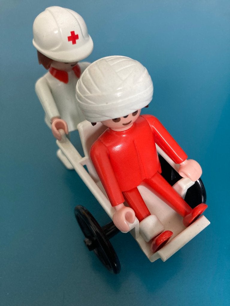 playmobil 3362 oude set 2 figuren rolstoel, Kinderen en Baby's, Speelgoed | Playmobil, Ophalen of Verzenden, Gebruikt, Complete set