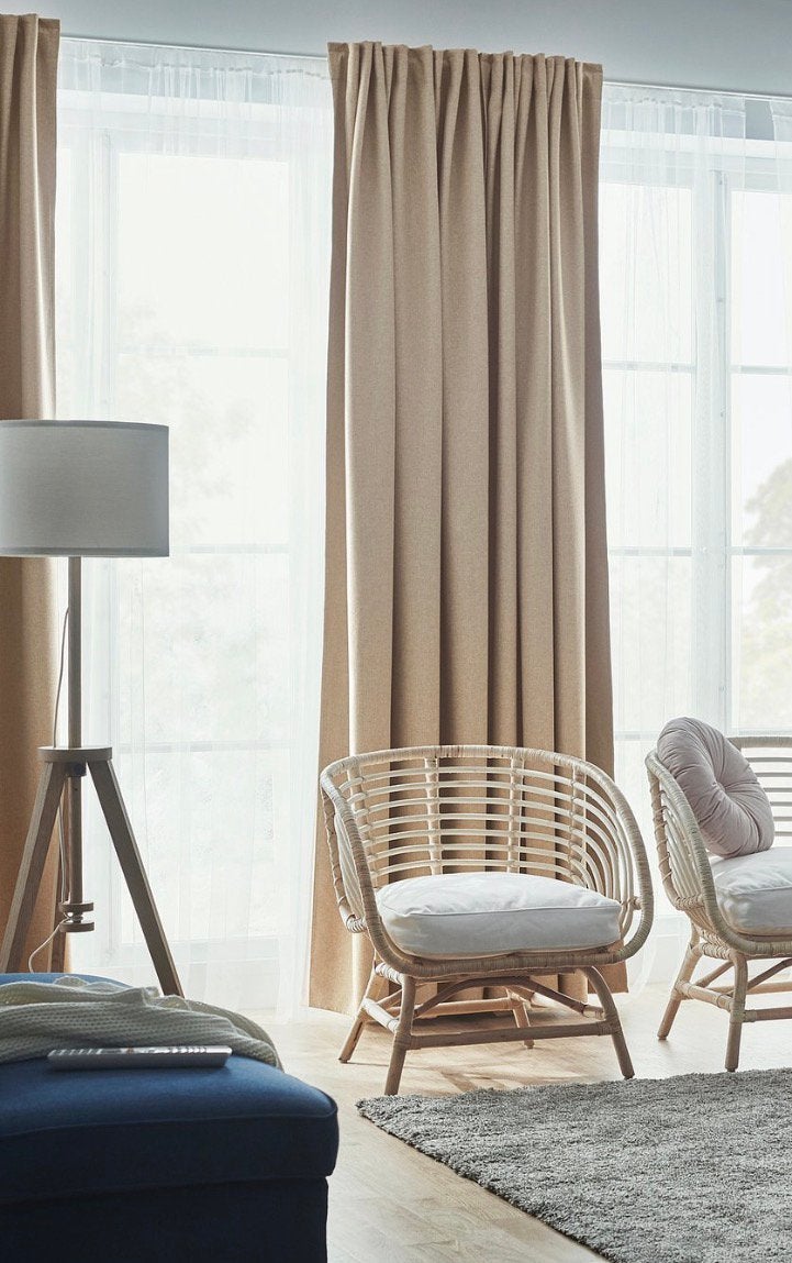 Beige IKEA Gordijn op Roede 2 stuks - Zo goed als nieuw, Huis en Inrichting, Ophalen, Beige, Gordijn, IKEA