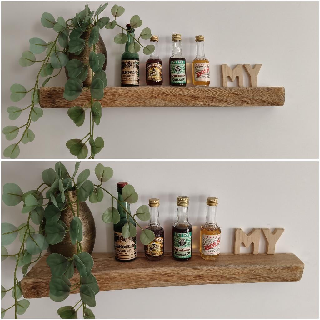 Zwevende wandplank eiken decoratief schap 46,5cm #283, Houtatelier M.Y., Info@myhoutatelier.nl, Nieuw, Ophalen of Verzenden