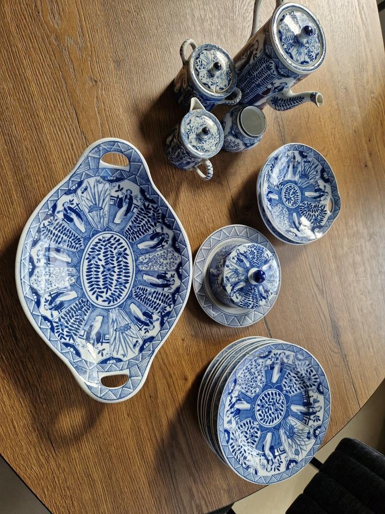 Lange Lijs servies set - Delfts blauw stijl, Antiek en Kunst, Antiek | Servies los, Ophalen of Verzenden