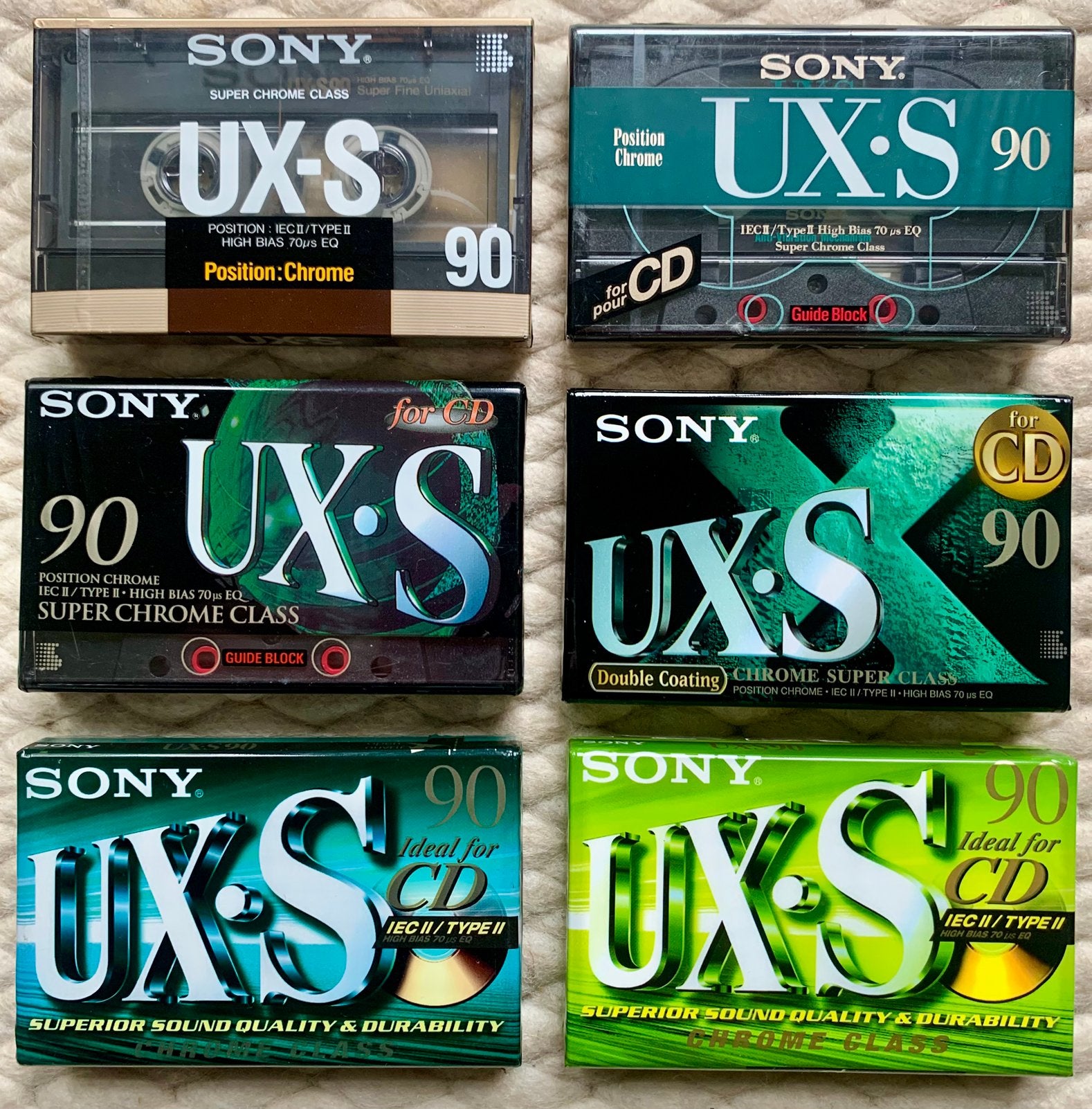 6x NOS Sony UX-S90 cassettebandjes OVP UX-S 90 UXS C90 folie, Cd's en Dvd's, Cassettebandjes, 2 t/m 25 bandjes, Ophalen of Verzenden