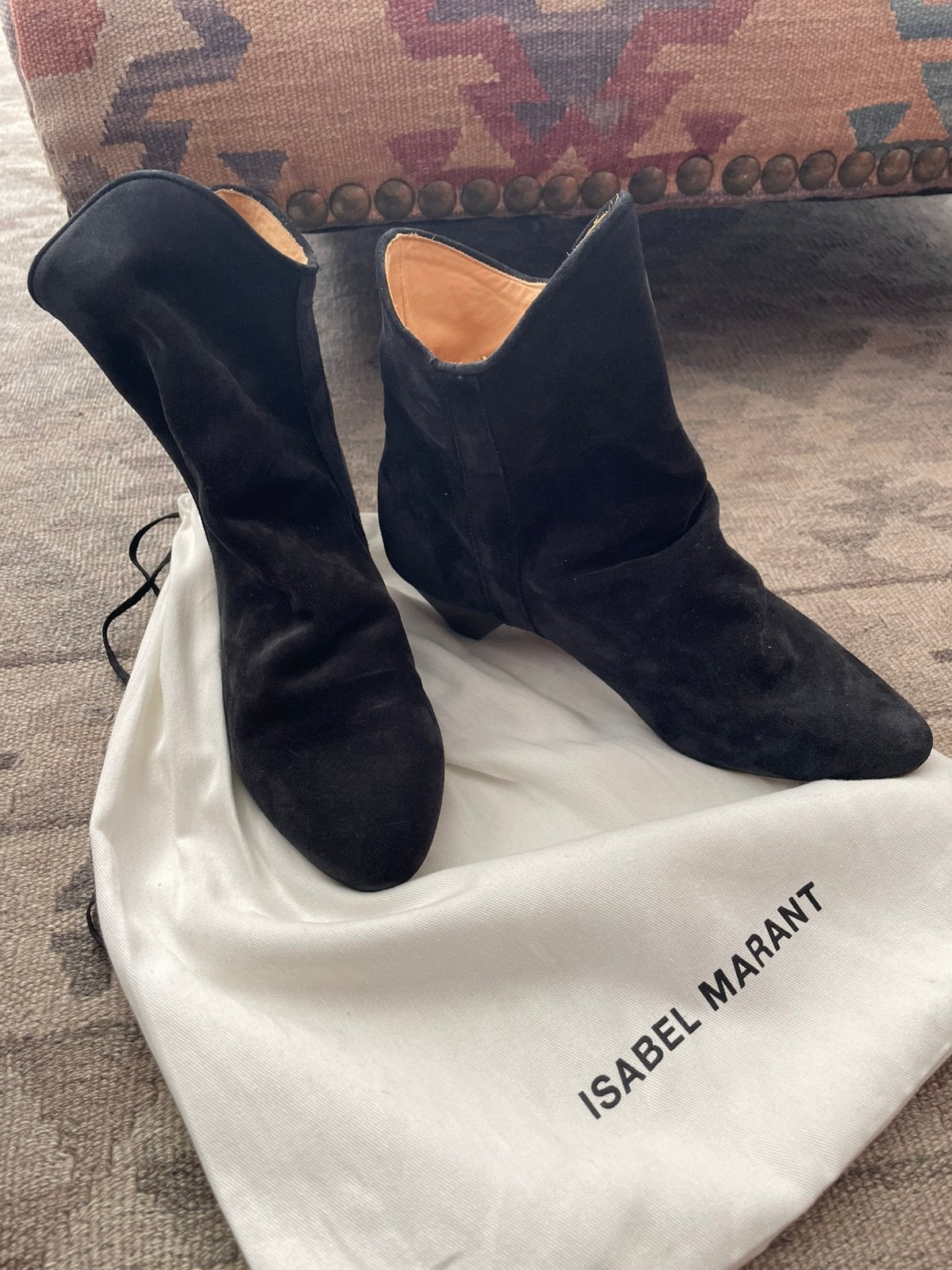 Suede enkellaarzen, Isabel Marant, zwart, Verzenden, Zo goed als nieuw, Zwart