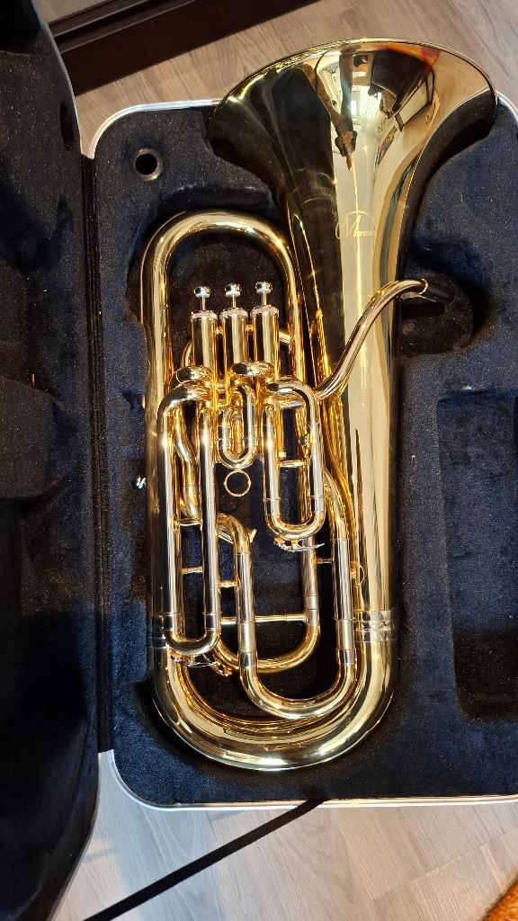 Euphonium gecompenseerd 4 ventielen, Ophalen, Zo goed als nieuw, Euphonium of Tenortuba, Met koffer of draagtas