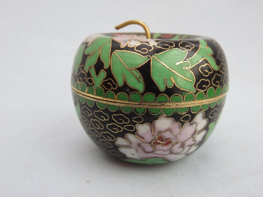 Cloisonne vruchten schaaltje met deksel - 20e eeuw, Ophalen of Verzenden