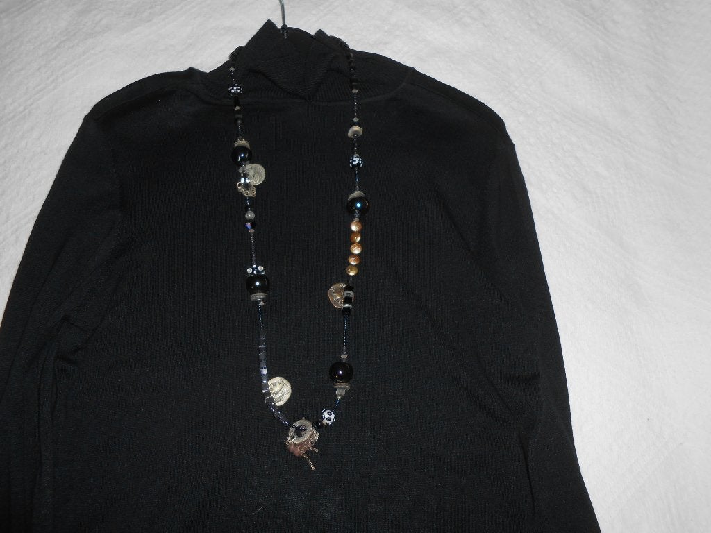 Mooie ketting van SARI (meer sieraden van SARI), Ophalen of Verzenden, Gebruikt, Zwart, Overige materialen